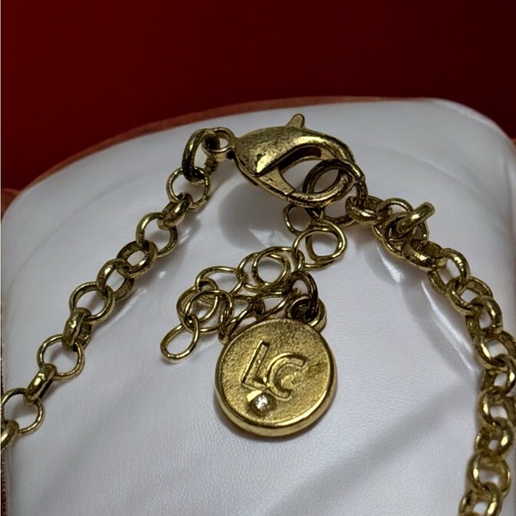 🛍️3 for $25🛍️ Liz Claiborne Gold Tone Pink Crystal Floral Necklace 17” + 2” - Picture 4 of 8